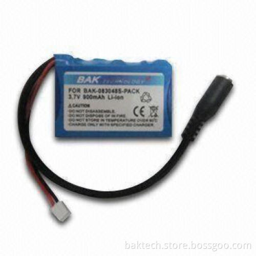 Li-ion Battery Pack with Voltage of 3.7V, Capacity of 900mAh